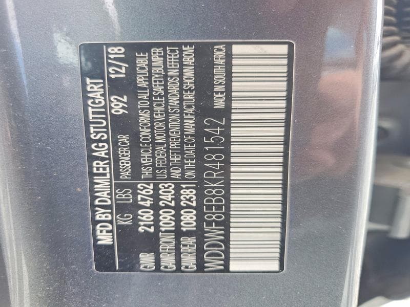 2019 MERCEDES-BENZ C 300 4MATIC 300 4MATIC 12