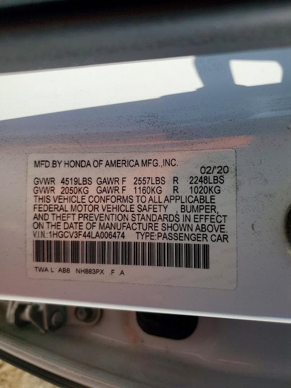 2020 HONDA ACCORD HYBRID EX 12