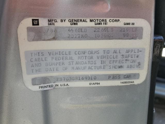 1986 CHEVROLET MONTE CARLO 12