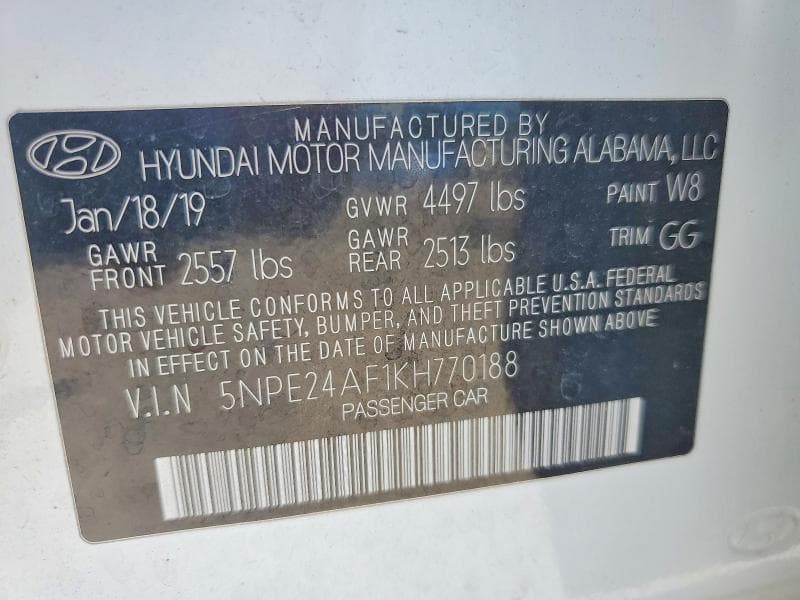 2019 HYUNDAI SONATA SE 12
