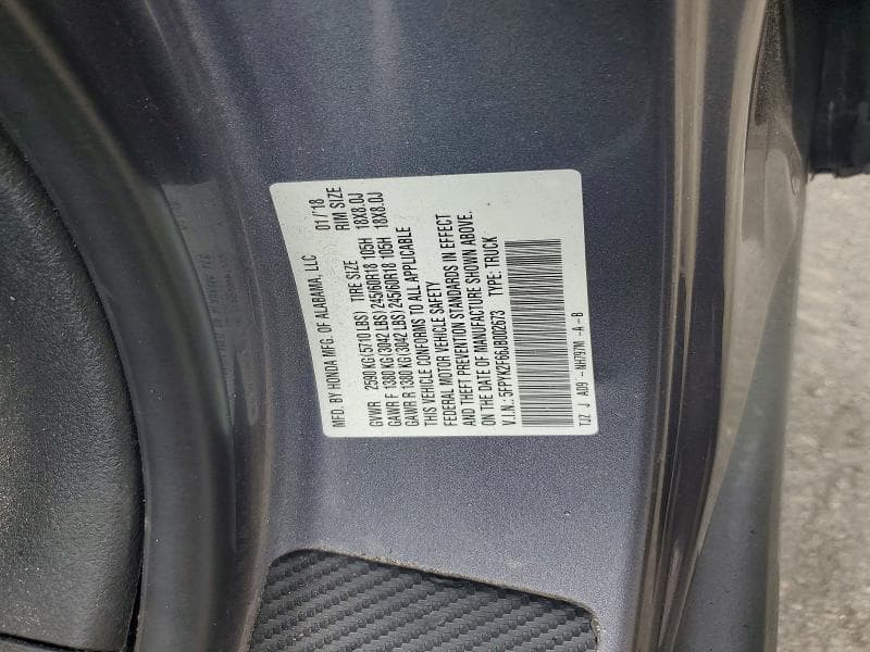 2018 HONDA RIDGELINE RTL RTL 12