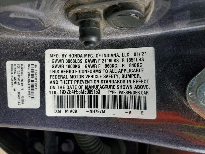 2021 HONDA INSIGHT EX 12