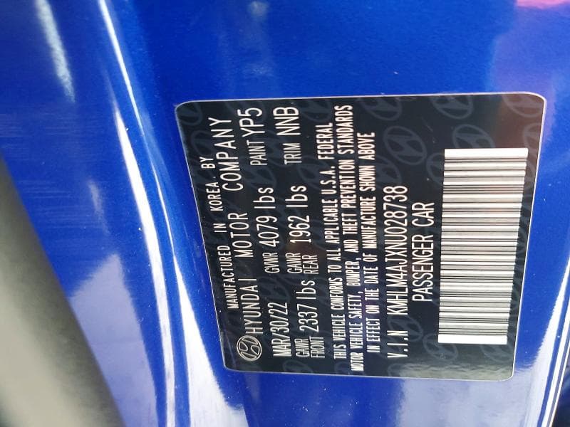 2022 HYUNDAI ELANTRA BLUE 12