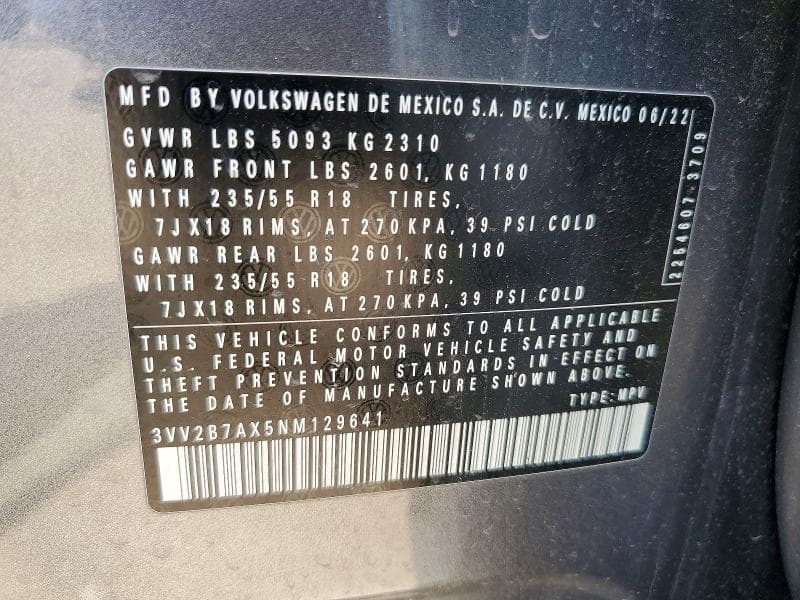 2022 VOLKSWAGEN TIGUAN SE 13