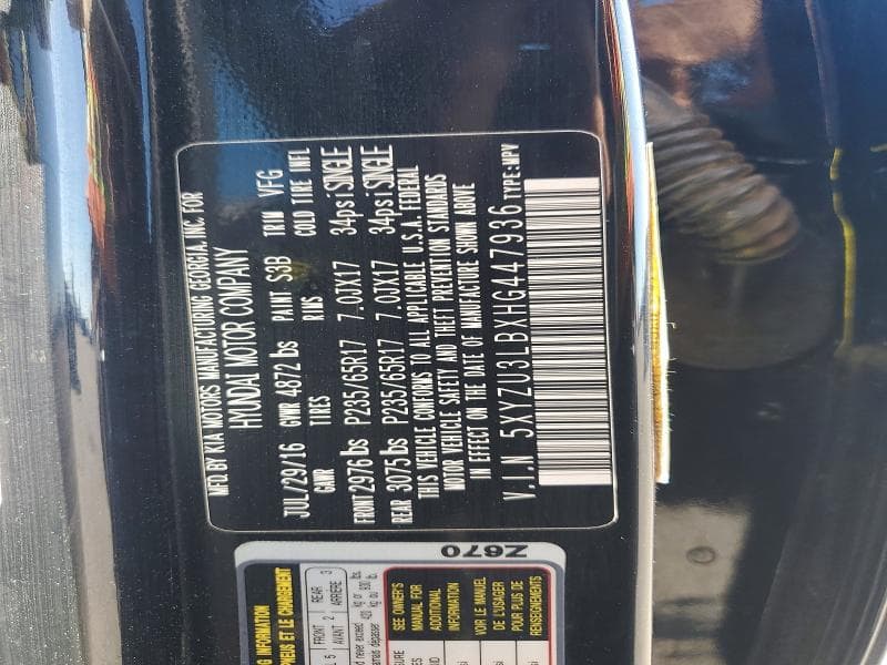 2017 HYUNDAI SANTA FE SPORT 2.4L 2.4L 13