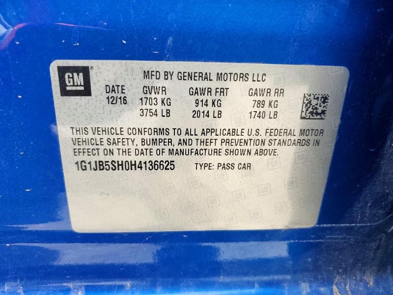2017 CHEVROLET SONIC LS 12