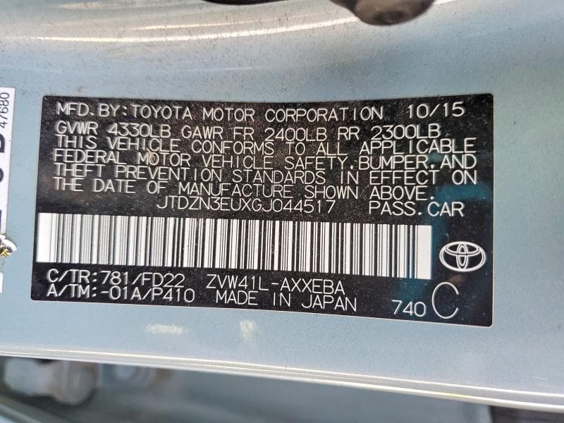 2016 TOYOTA PRIUS V THREE THREE 14