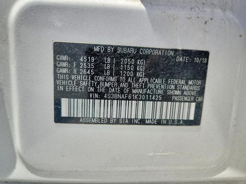 2019 SUBARU LEGACY 2.5I PREMIUM 13
