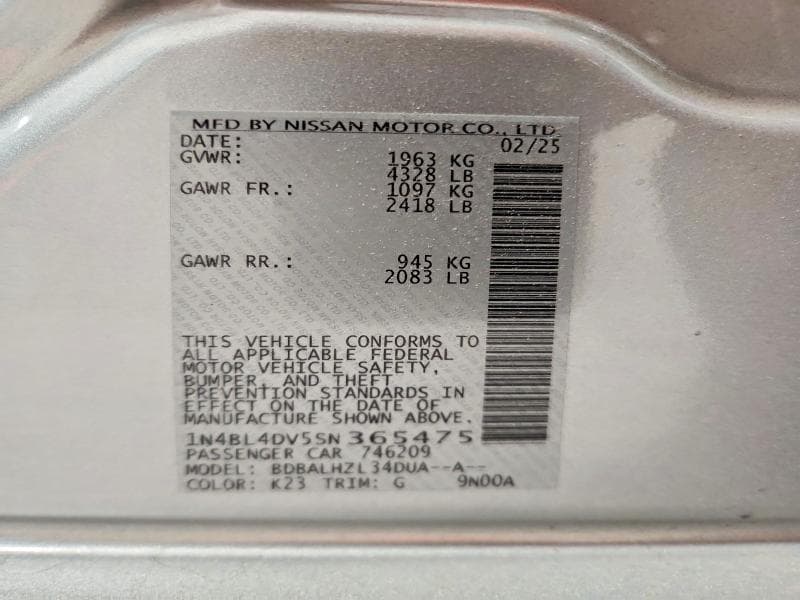 2025 NISSAN ALTIMA SV 12