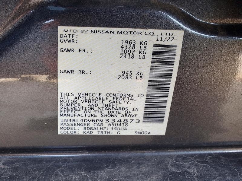 2023 NISSAN ALTIMA SV 12