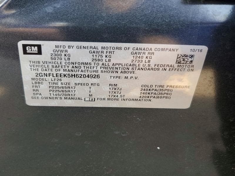 2017 CHEVROLET EQUINOX LS 13