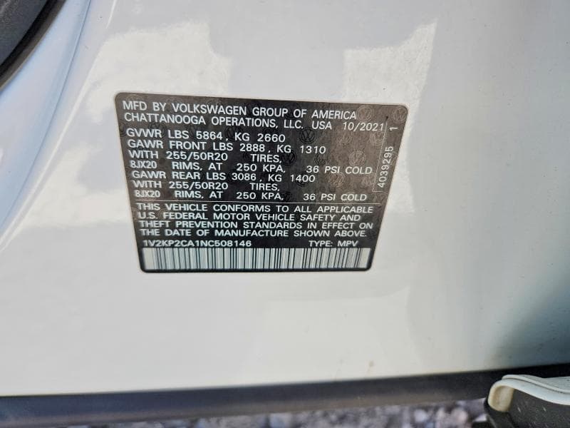 2022 VOLKSWAGEN ATLAS SE 14