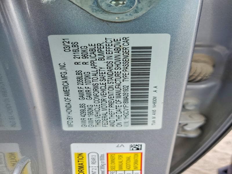 2021 HONDA ACCORD LX 12
