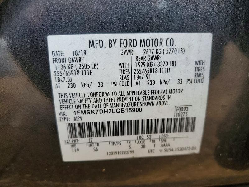 2020 FORD EXPLORER XLT XLT 14