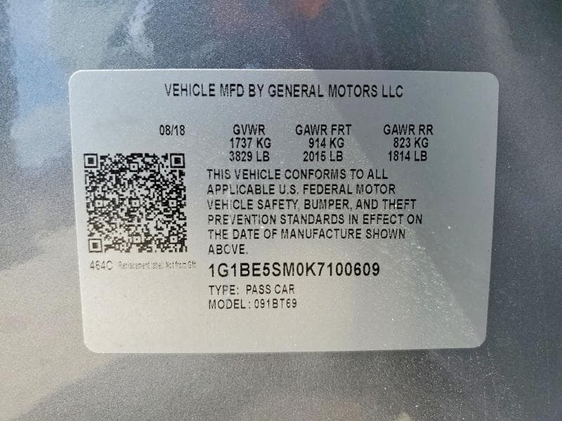 2019 CHEVROLET CRUZE LT 12