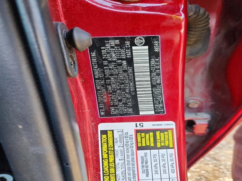 2018 TOYOTA CAMRY LE LE 12