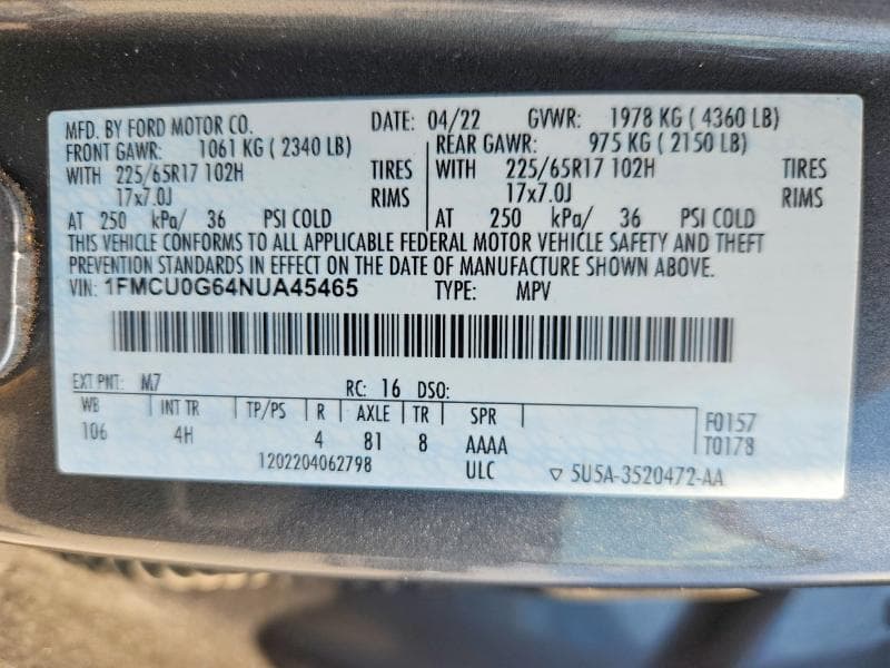 2022 FORD ESCAPE SE 14