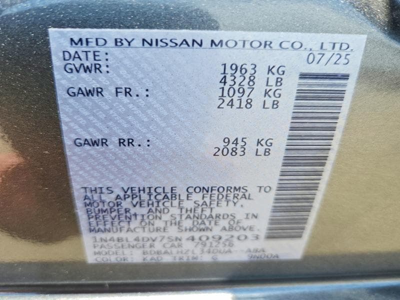2025 NISSAN ALTIMA SV SV 12