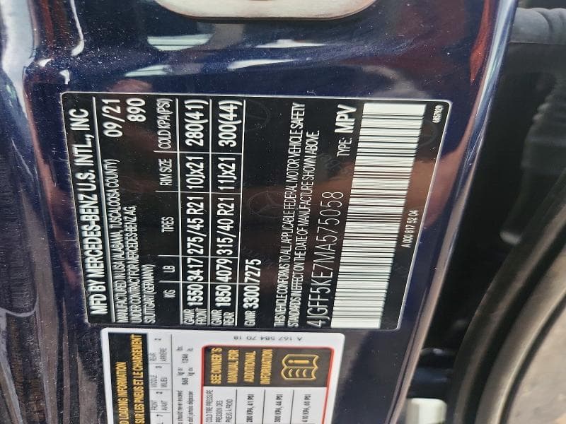 2021 MERCEDES-BENZ GLS 450 4MATIC 450 4MATIC 12
