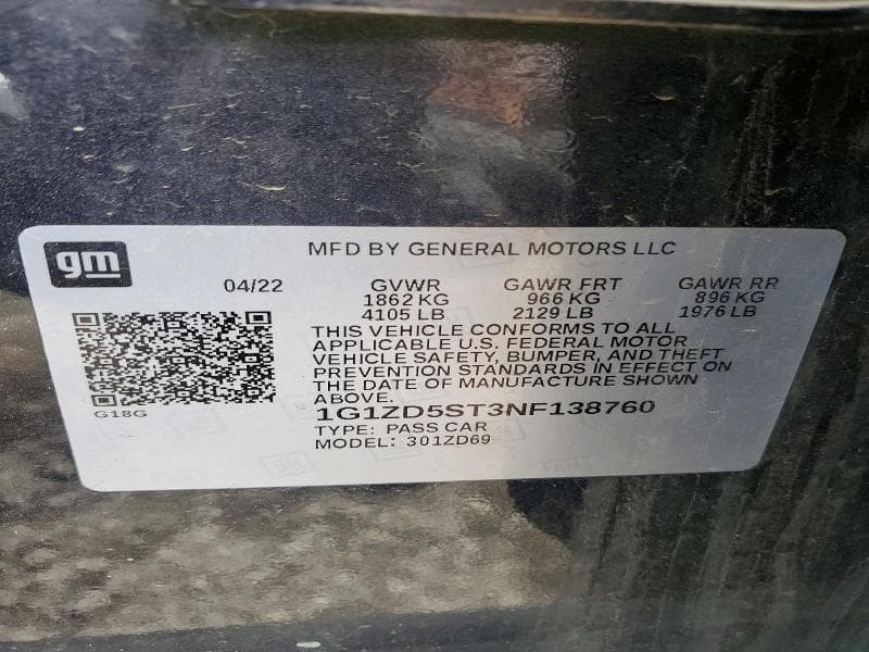 2022 CHEVROLET MALIBU LT LT 13