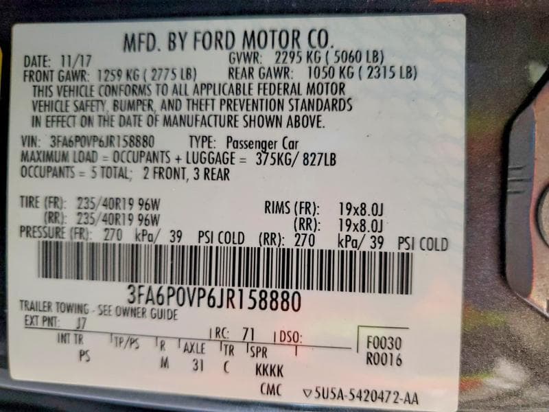 2018 FORD FUSION SPORT SPORT 13