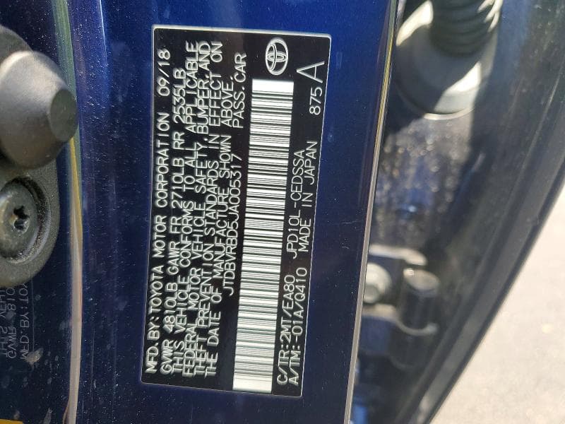 2018 TOYOTA MIRAI BASE BASE 12