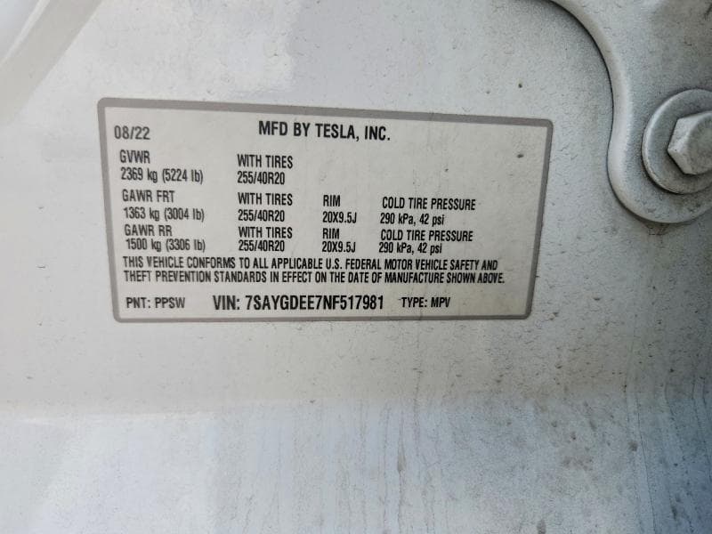 2022 TESLA MODEL Y 12