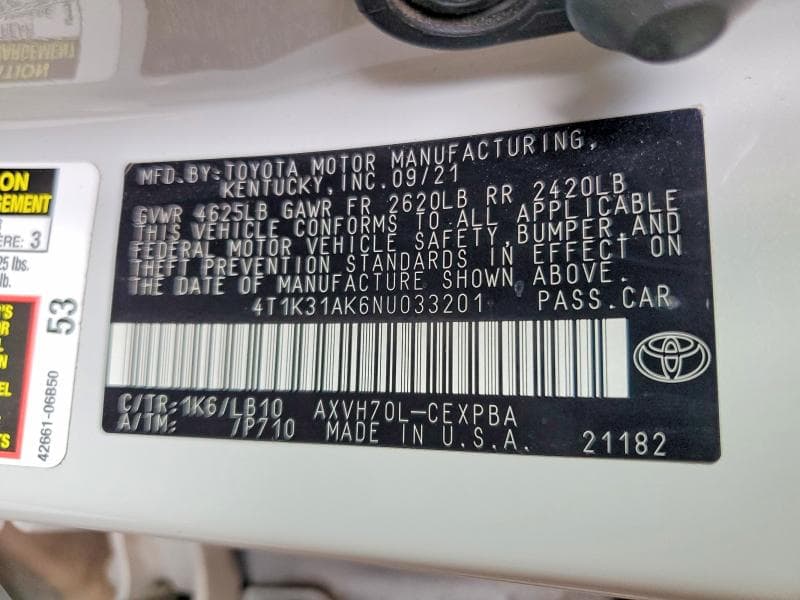 2022 TOYOTA CAMRY XSE 12