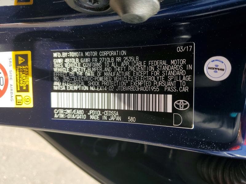 2017 TOYOTA MIRAI BASE BASE 12