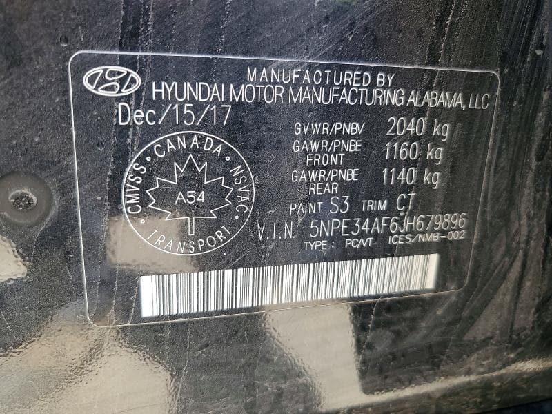 2018 HYUNDAI SONATA SEL 12