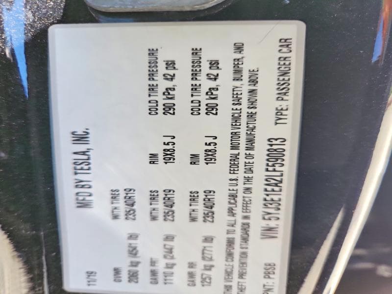 2020 TESLA MODEL 3 12