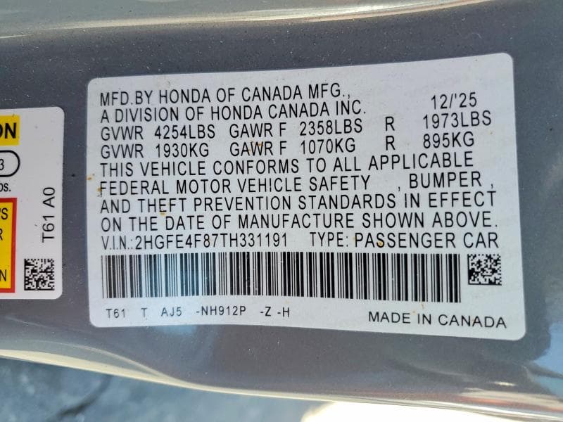 2026 HONDA CIVIC SPORT 12