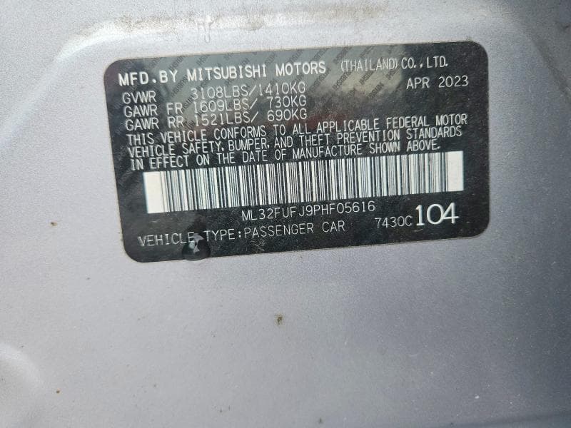 2023 MITSUBISHI MIRAGE G4 ES G4 ES/G4 LE/G4 BLACK EDITION 12