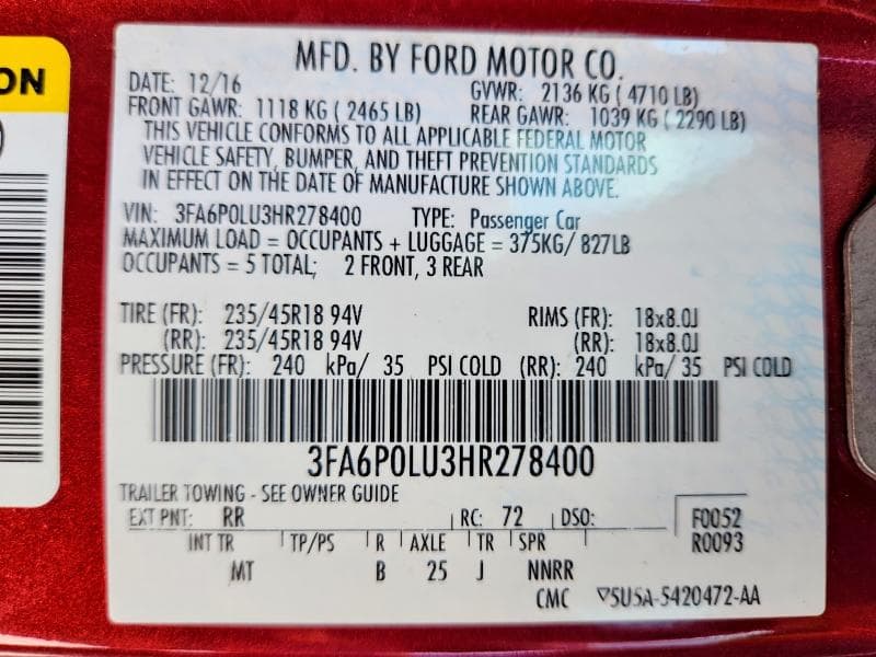 2017 FORD FUSION SE HYBRID 13