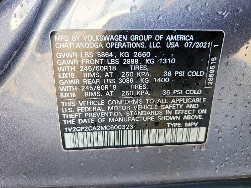 2021 VOLKSWAGEN ATLAS S S 13