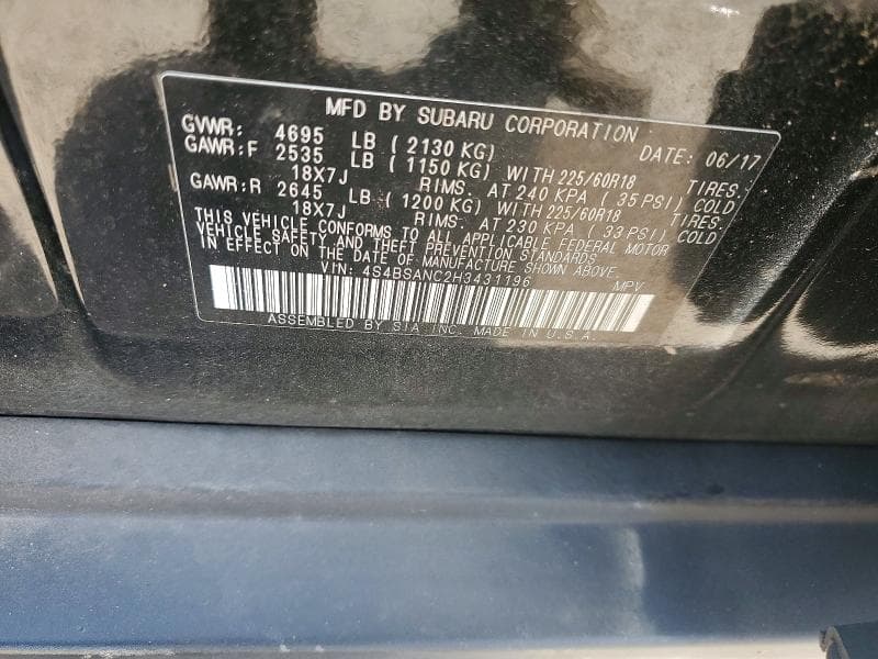 2017 SUBARU OUTBACK 2.5I LIMITED 12
