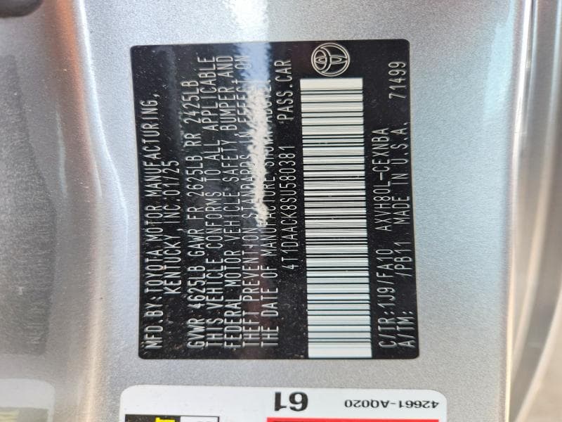 2025 TOYOTA CAMRY LE 12
