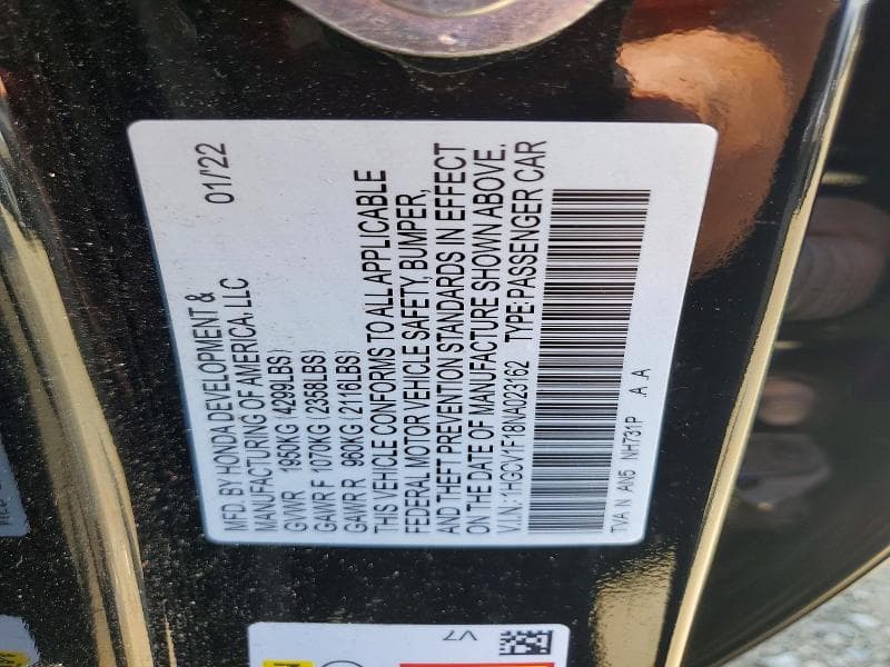 2022 HONDA ACCORD LX 12
