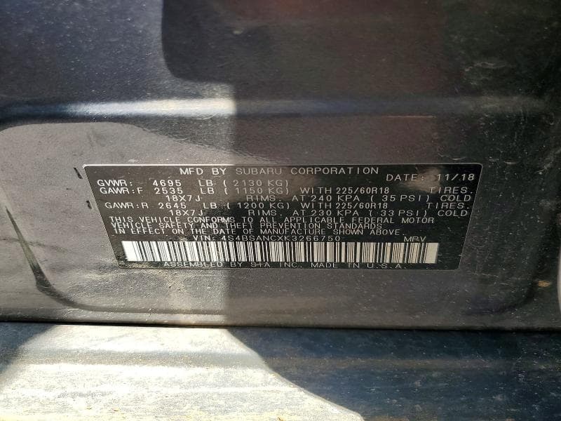 2019 SUBARU OUTBACK 2.5I LIMITED 13