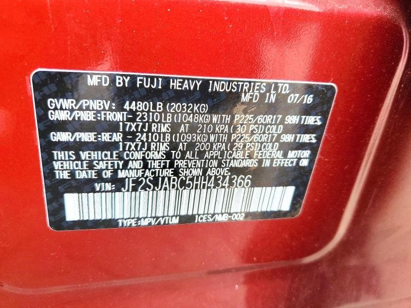 2017 SUBARU FORESTER 2.5I 13