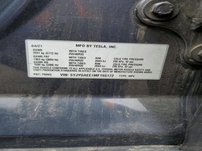 2021 TESLA MODEL Y 12
