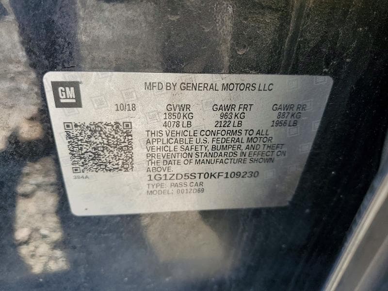 2019 CHEVROLET MALIBU LT 12