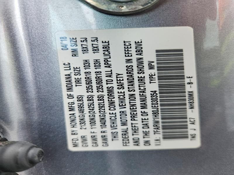 2018 HONDA CR-V EXL EXL 13
