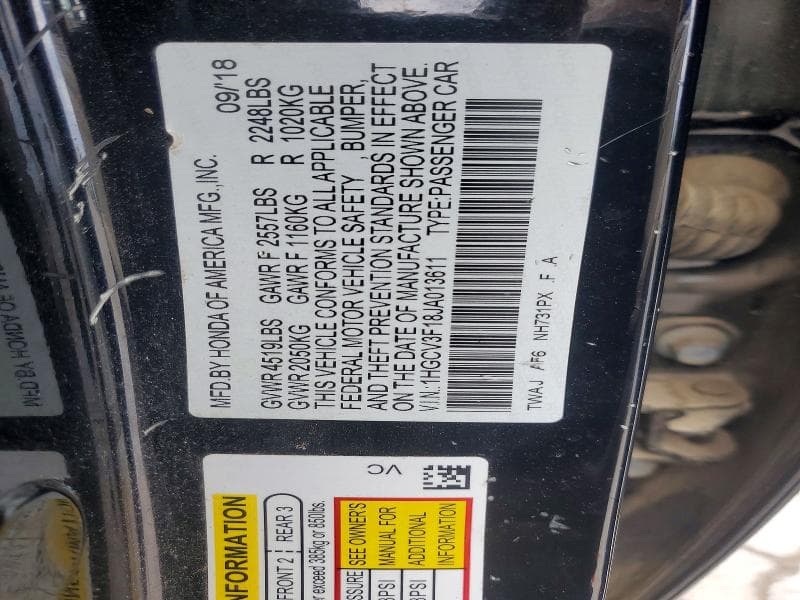 2018 HONDA ACCORD HYBRID 13