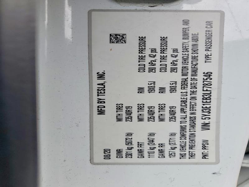 2020 TESLA MODEL 3 12