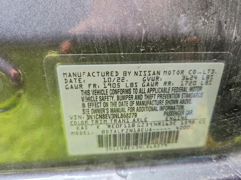 2022 NISSAN VERSA SV SV 12