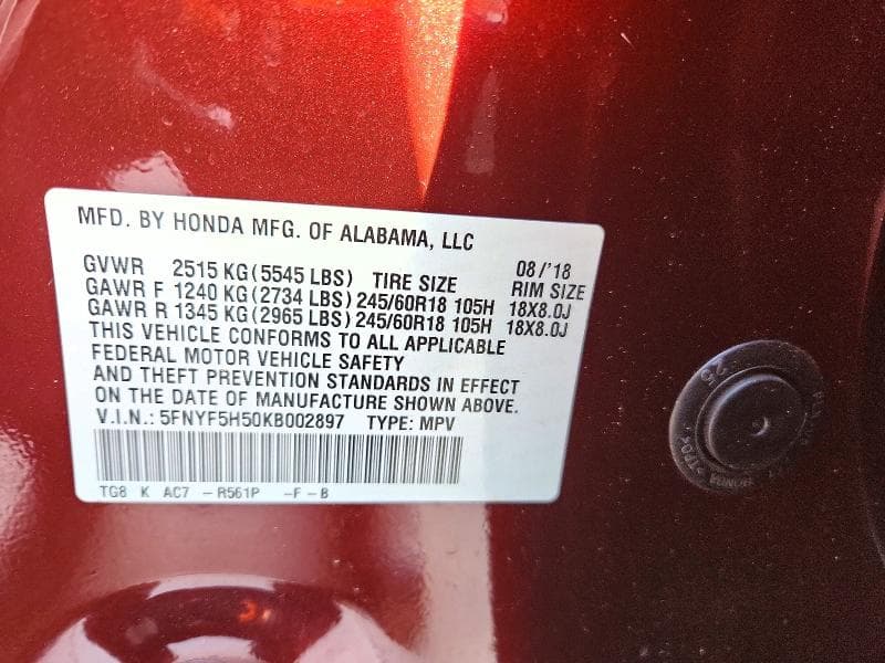 2019 HONDA PILOT EXL 13