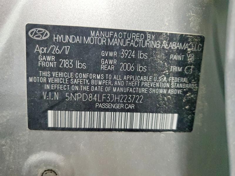 2018 HYUNDAI ELANTRA SEL SEL 12