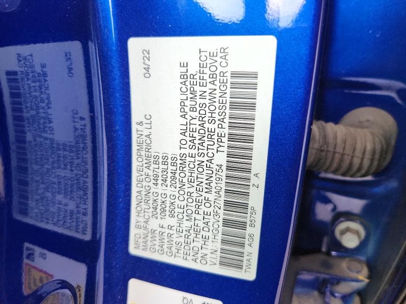 2022 HONDA ACCORD HYBRID SPORT HYBRID SPORT 12