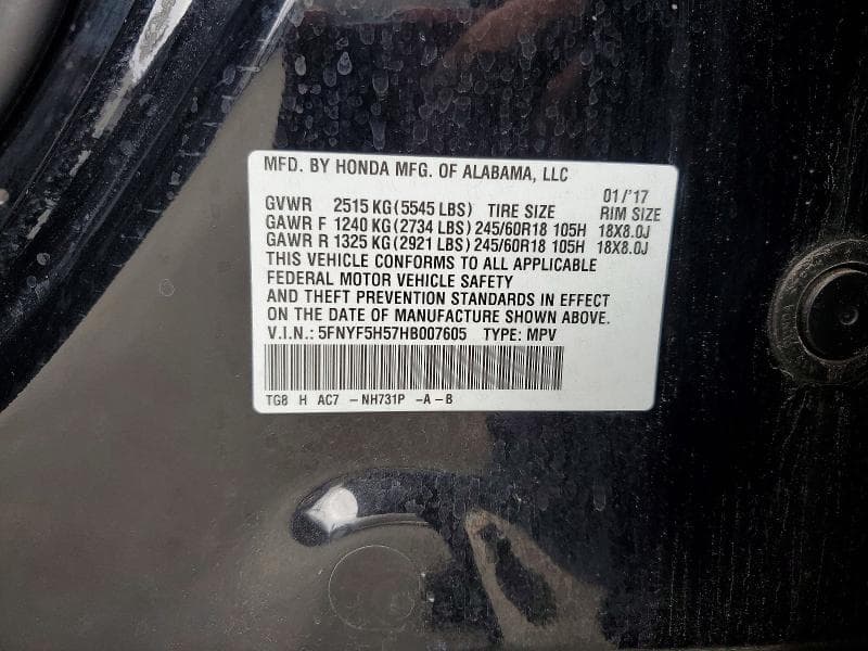 2017 HONDA PILOT EXL EXL 13